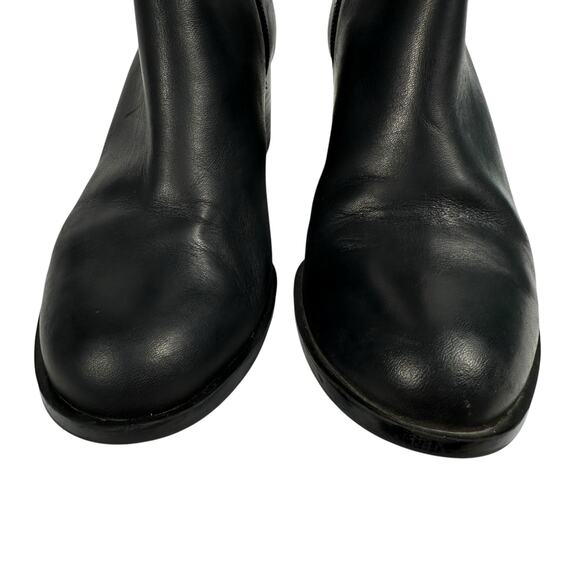 Calvin Klein Neema Heeled Leather Boot Black Womens Size 8.5 Chunky Heel Buckle - Picture 5 of 13